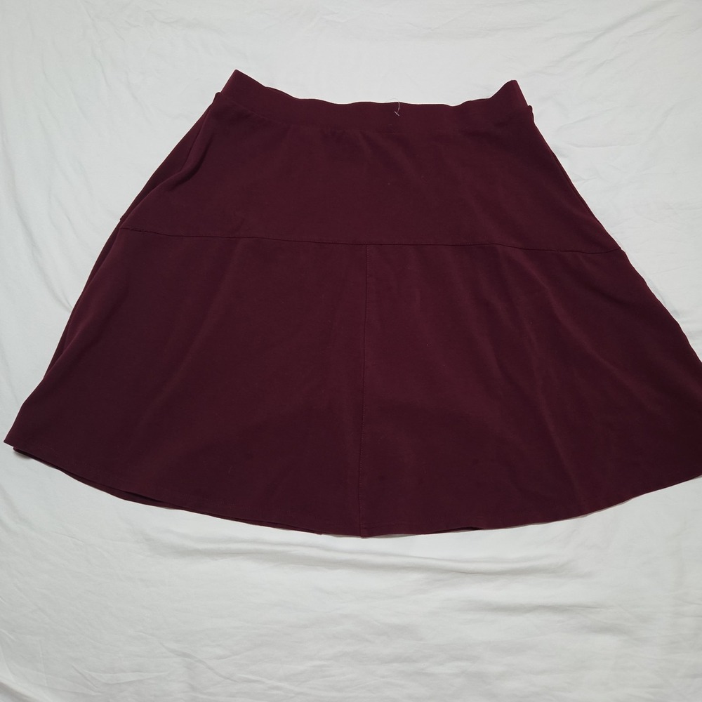 Ashley Stewart Burgundy A-Line Skater Skirt Women's Size 18/20 Stretch Pull-On